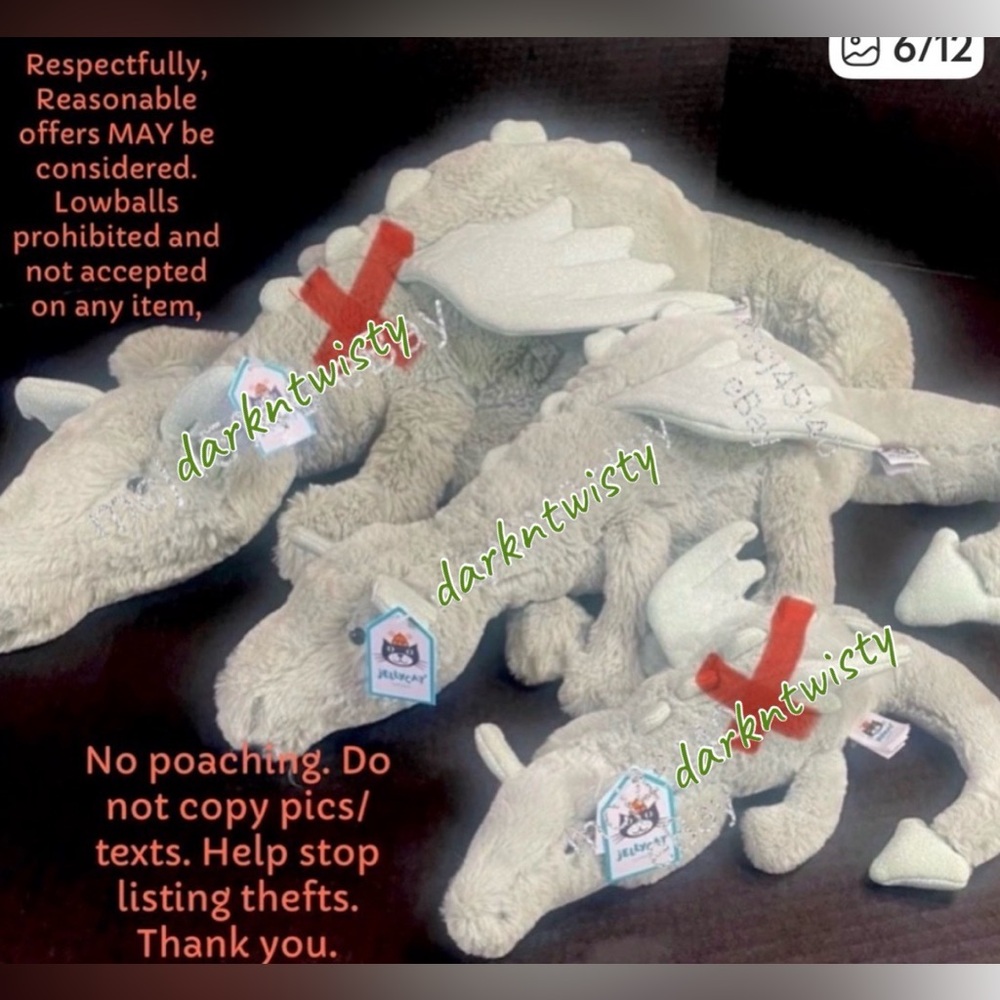 RETIRED FIRST EDITION ORIGINAL BNWT JELLYCAT SAGE DRAGON Large/med 20”-27” apprx - Picture 6 of 12